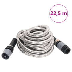 Garden Hose with Spray Nozzle Silver 0.6" 22.5 m Stainless Steel