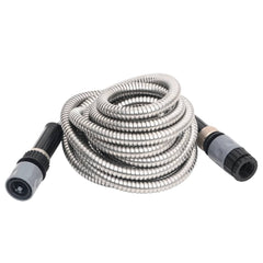 Garden Hose with Spray Nozzle Silver 0.6" 30 m Stainless Steel