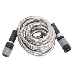 Garden Hose with Spray Nozzle Silver 0.6" 30 m Stainless Steel