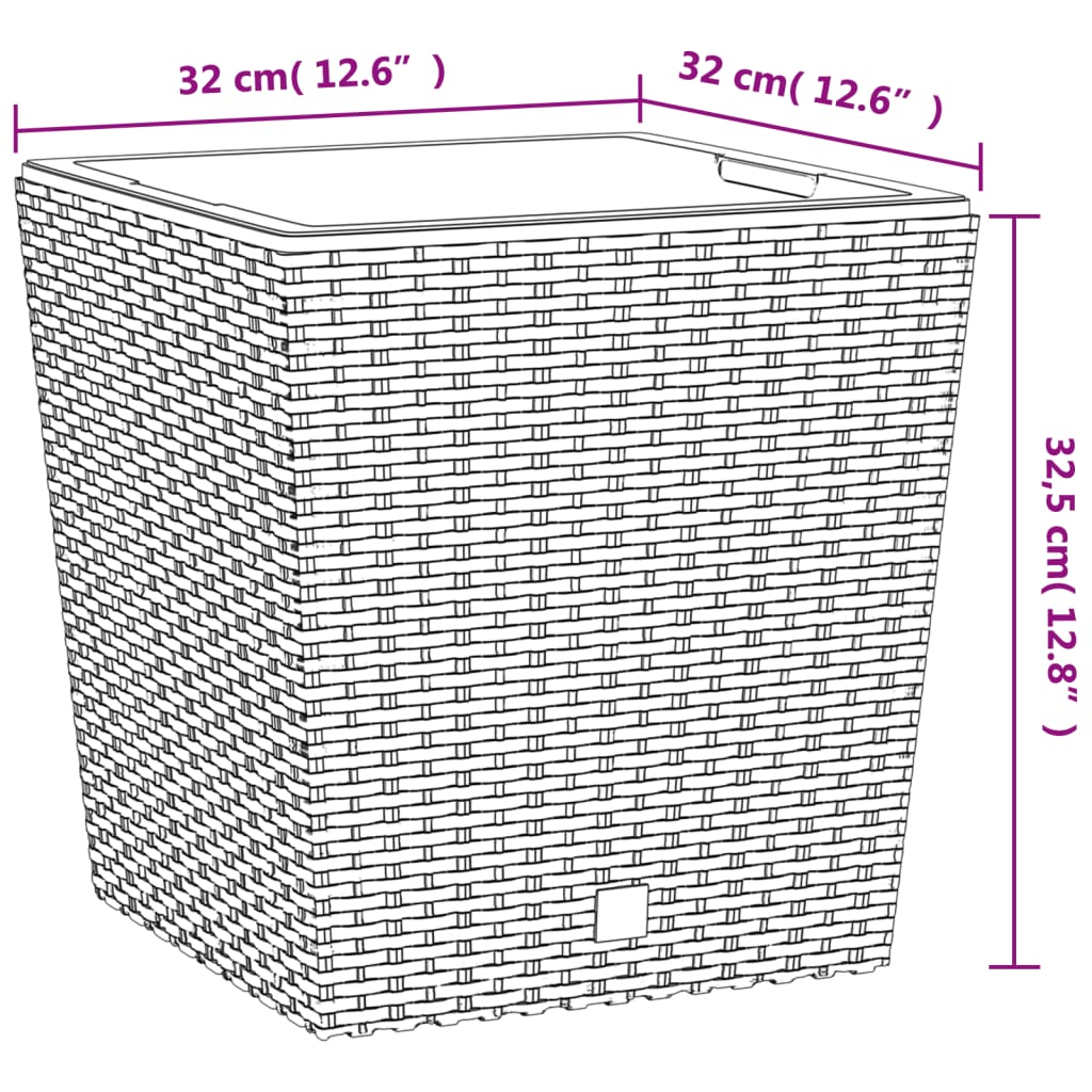 Planter with Removable Inner Anthracite 21 / 32 L PP Rattan