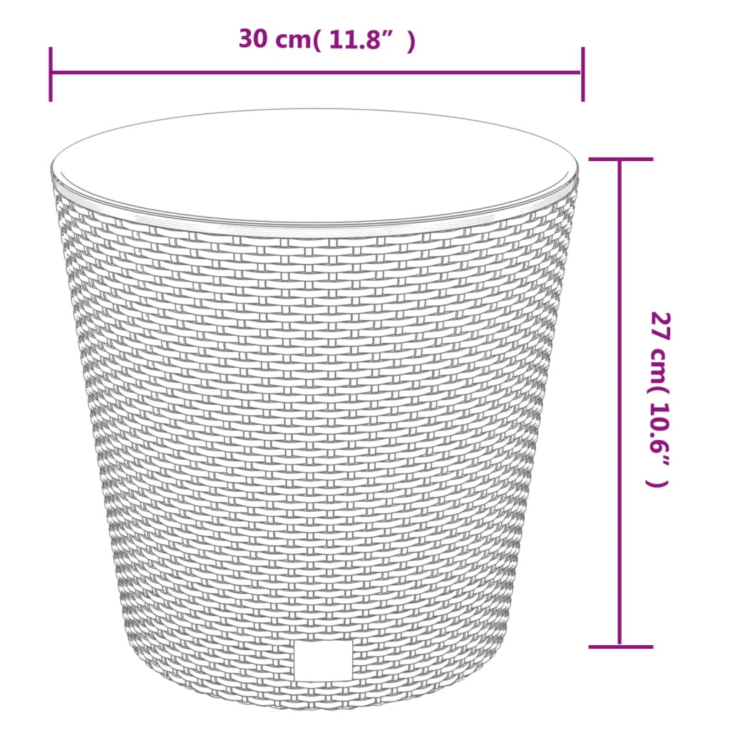 Planter with Removable Inner White 15 / 15.3 L PP Rattan