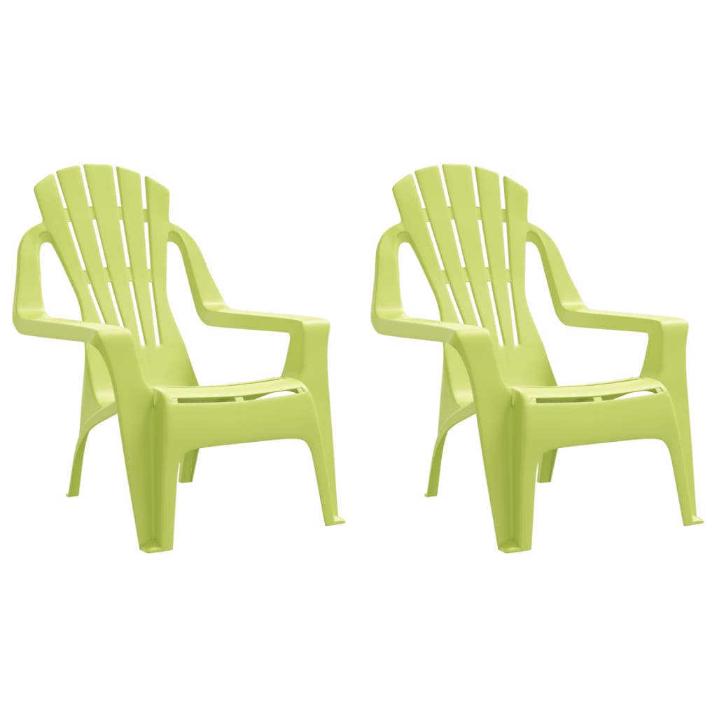 Garden Chairs 2 pcs for Children Green 37x34x44cm PP Wooden Look