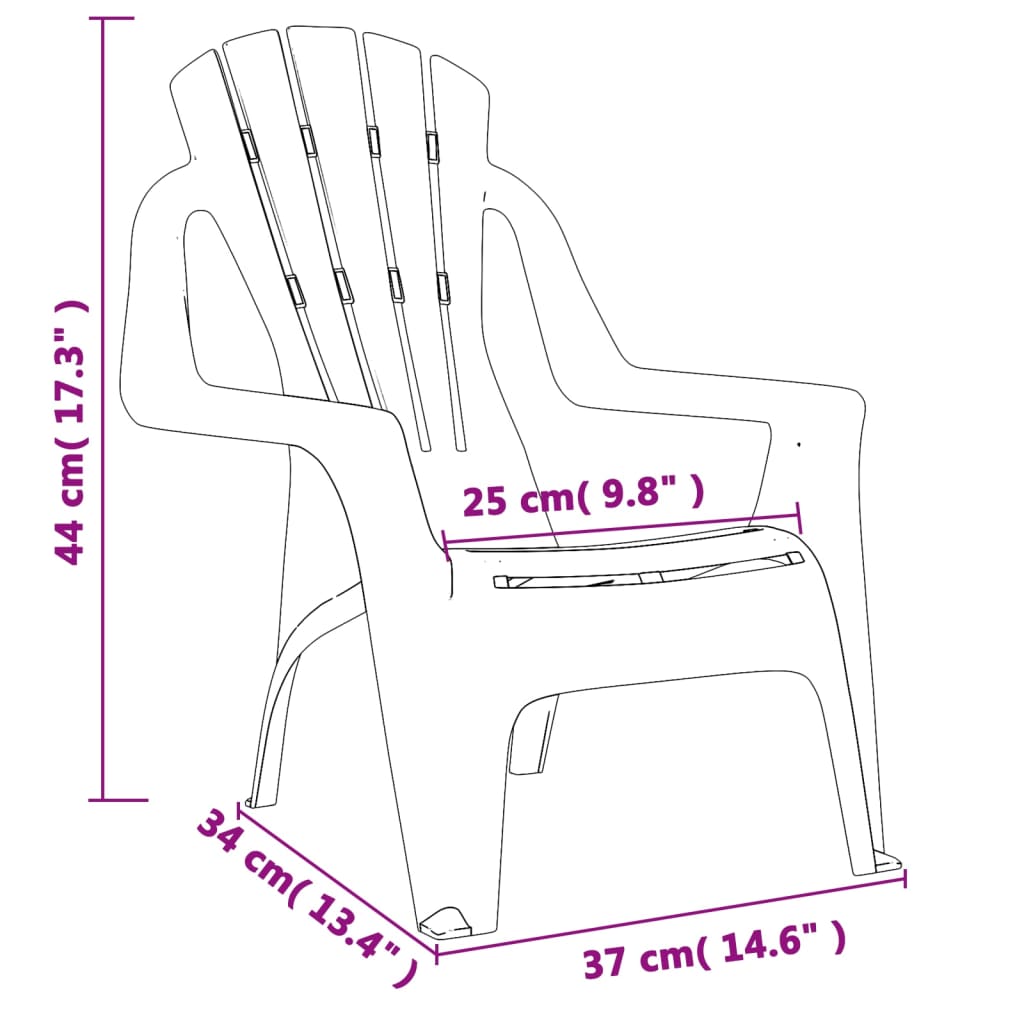 Garden Chairs 2 pcs for Children Green 37x34x44cm PP Wooden Look