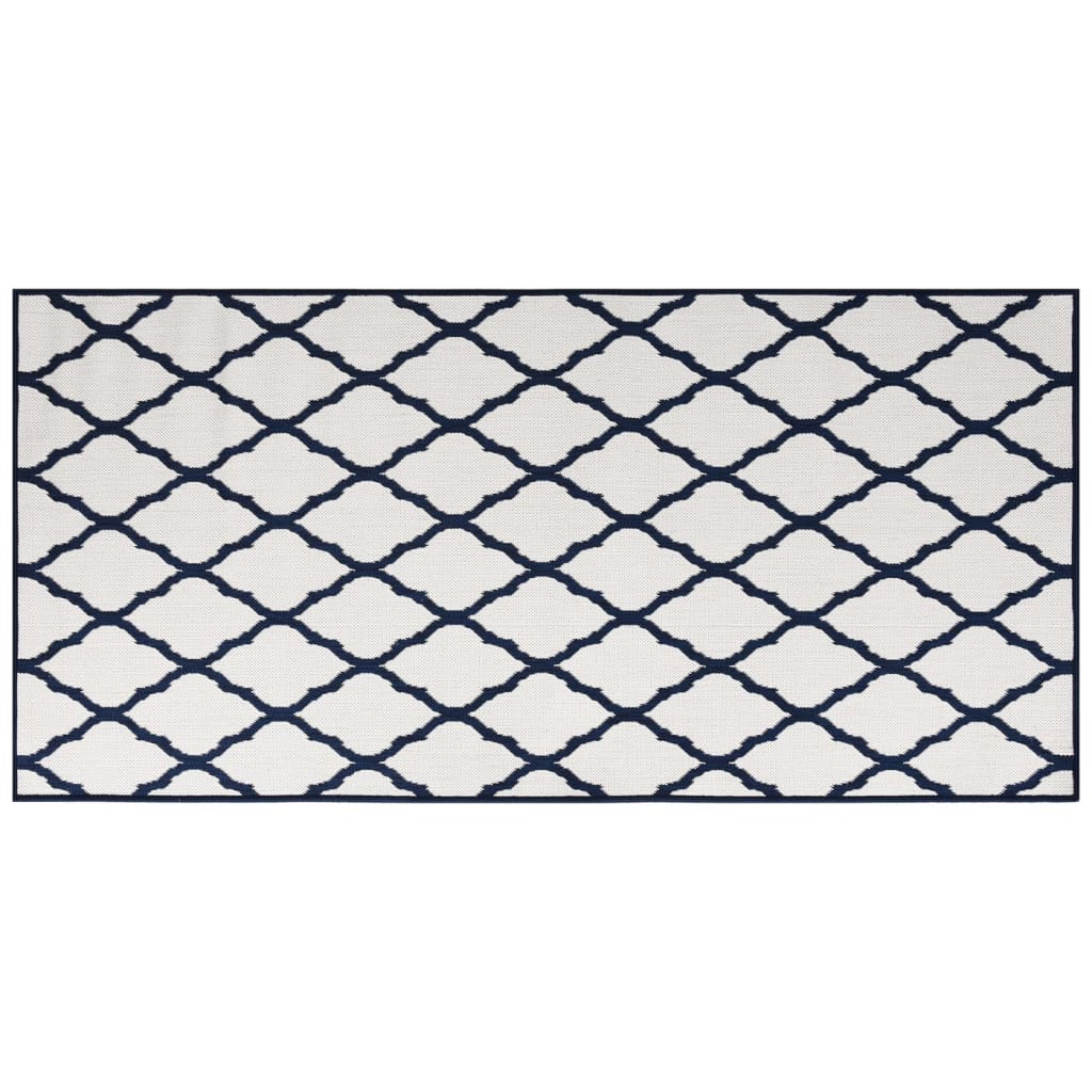 Outdoor Rug Navy and White 100x200 cm Reversible Design