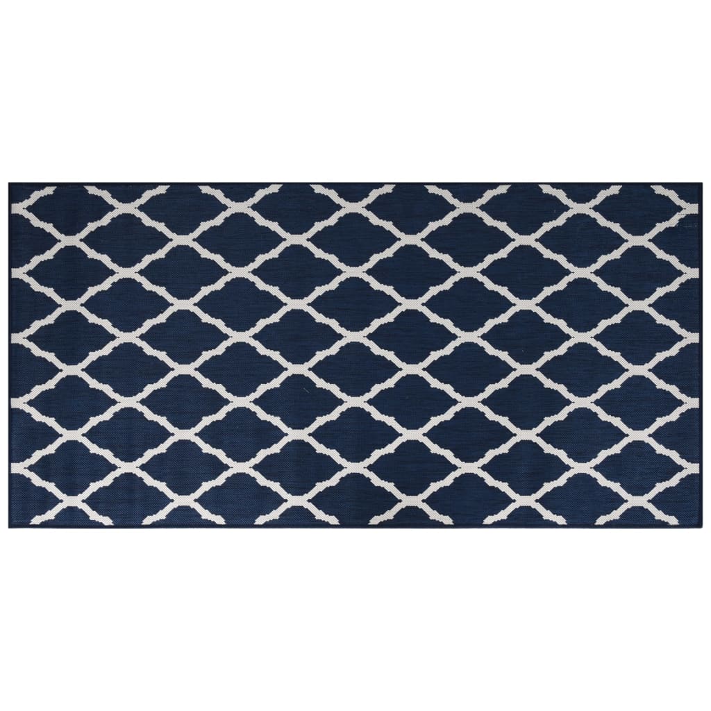 Outdoor Rug Navy and White 100x200 cm Reversible Design