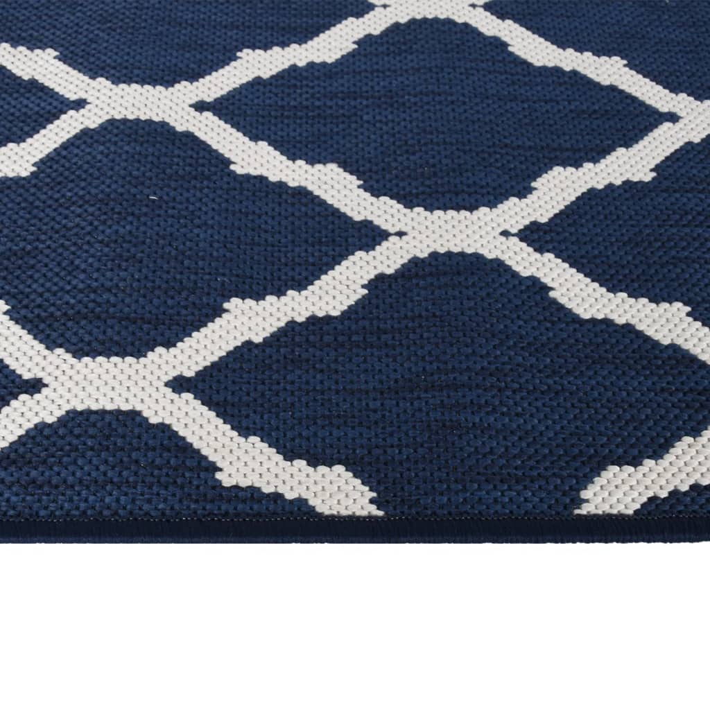 Outdoor Rug Navy and White 100x200 cm Reversible Design