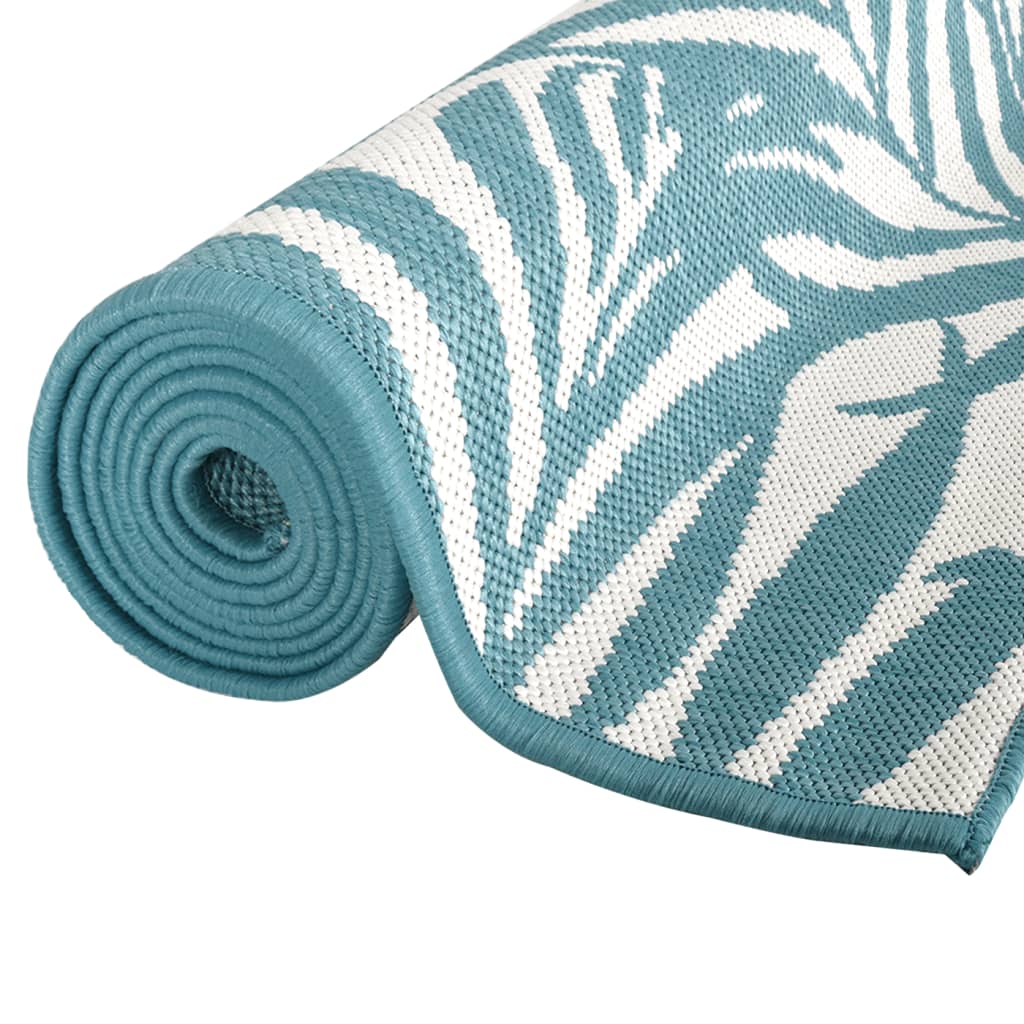 Outdoor Rug Aqua and White 80x150 cm Reversible Design