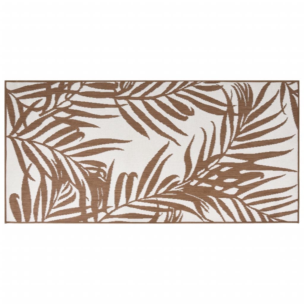 Outdoor Rug Brown and White 100x200 cm Reversible Design