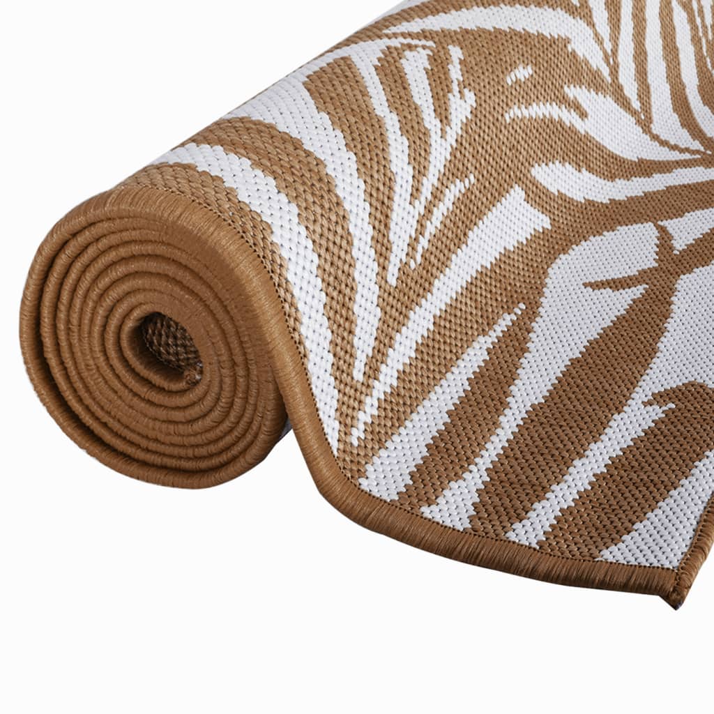 Outdoor Rug Brown and White 100x200 cm Reversible Design