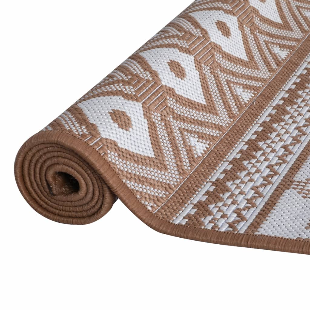 Outdoor Rug Brown and White 80x150 cm Reversible Design