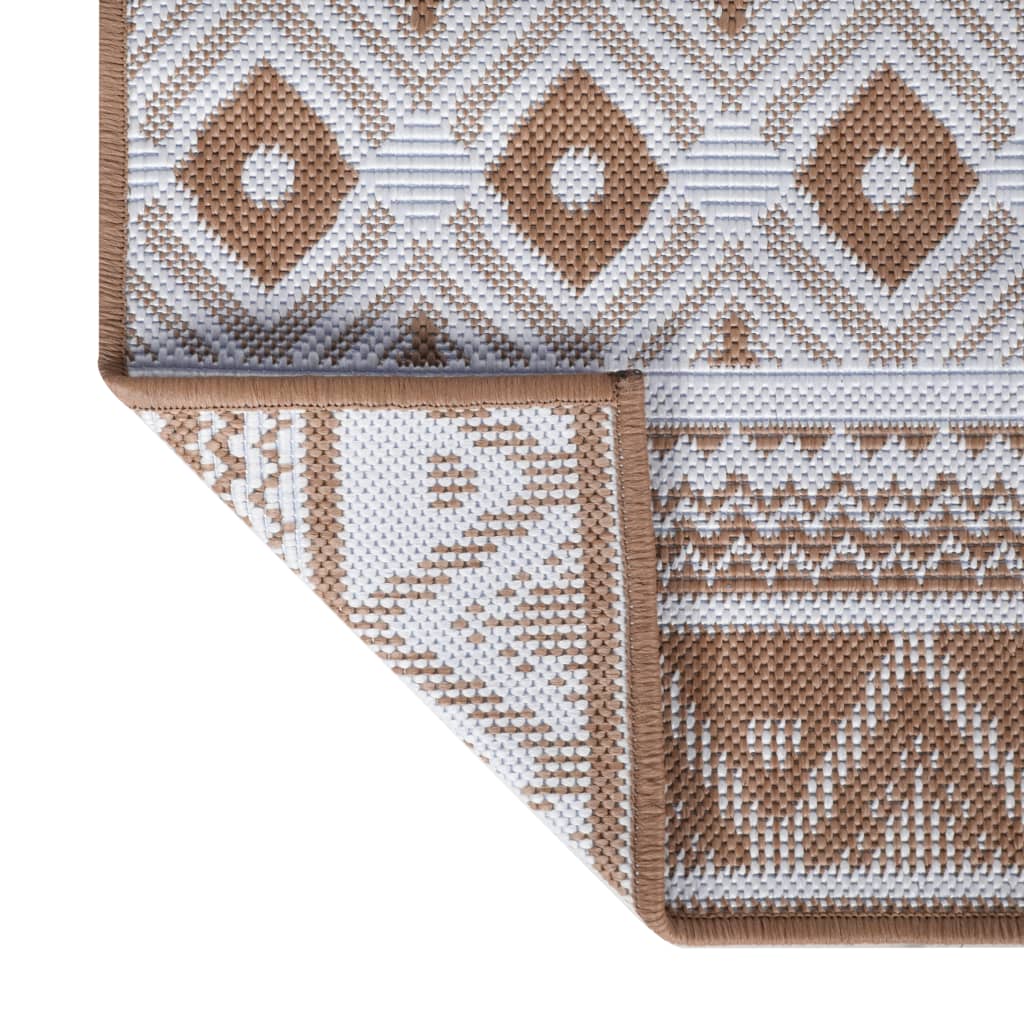 Outdoor Rug Brown and White 80x150 cm Reversible Design